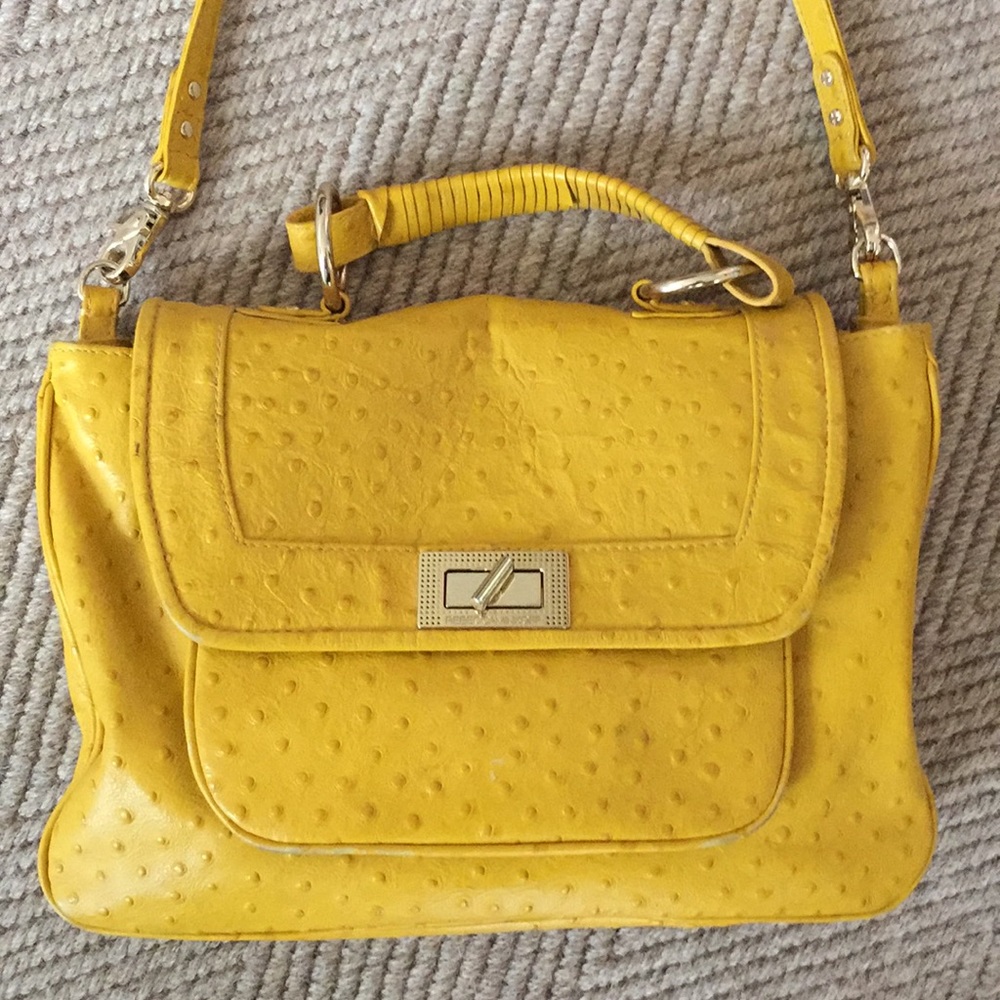 Rebecca Minkoff Ostrich Shoulder Bag in Yellow